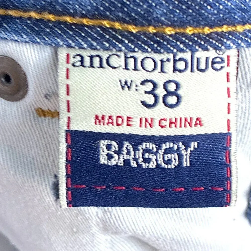 VTG Y2K Anchor Blue Shorts 38 Mens Faded Baggy Skate Utility Grunge Streetwear